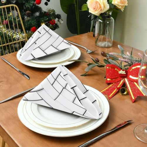 Servilletas de Tela Reutilizables Negro Blanco 20x20 pulg 6 un miniatura 3