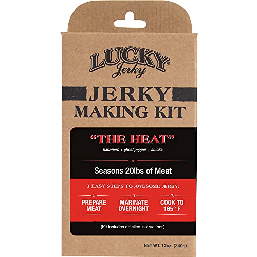 DIY The Heat Jerky Seasoning Kit 12oz - by Lucky Beef Jerky - Habanero and Ghost Pepper Blend, Easy Jerky Making Spice Marinade Seasoning, Beef Jerky, Deer Jerky, Wild Game