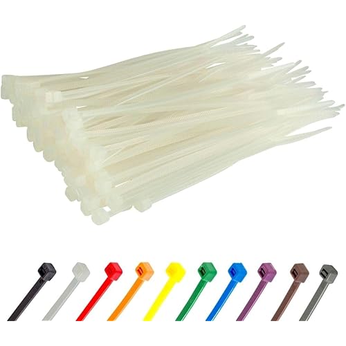 GTSE 4 Inch White/Clear Zip Ties, 100 Pack, 18lb Strength, UV Resistant Small Nylon Cable Ties, Self-Locking 4" Tie Wraps