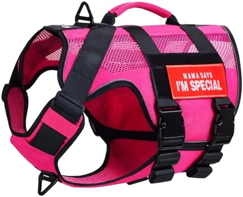 Dog Harness with Handles for Medium Large Dog,Air Mesh Breathable No Pull Dog Vest Adjustable with Front Clip，Reflective Service Dog Harnesses Easy Control