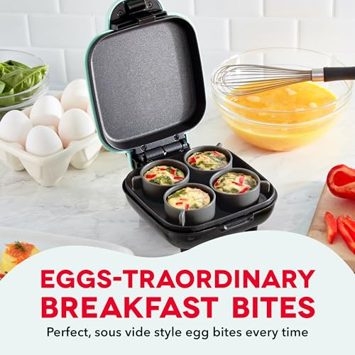 DASH Deluxe Sous Vide Style Egg Bite Maker with Silicone Molds for Breakfast Sandwiches, Healthy Snacks or Desserts, Keto & Paleo Friendly, (1 large, 4 mini) - Aqua