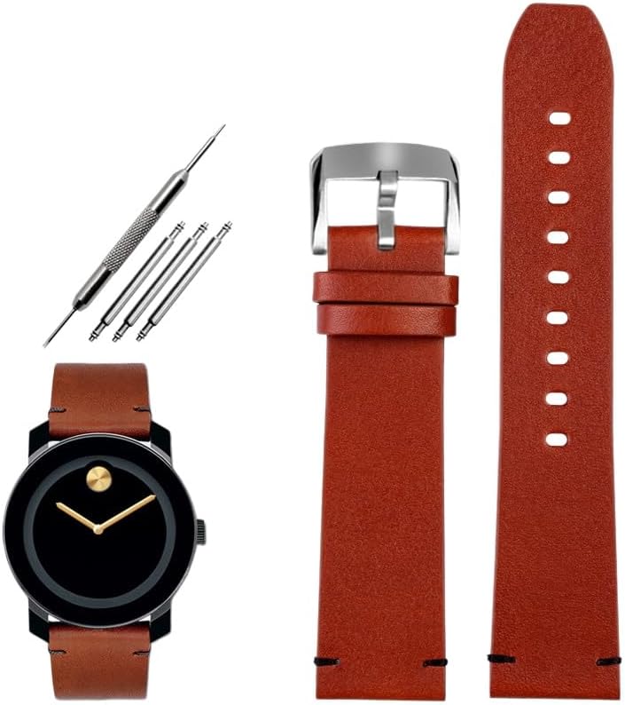 Men's leather watch strap suitable Compatible with for Movado Port BOLD series 3600305/306/307 leather watch strap accessories 22mm