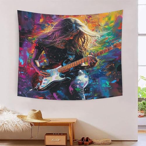 Tapisserie murale tissu guitare 3D 180x230cm grand format polyester haute densité