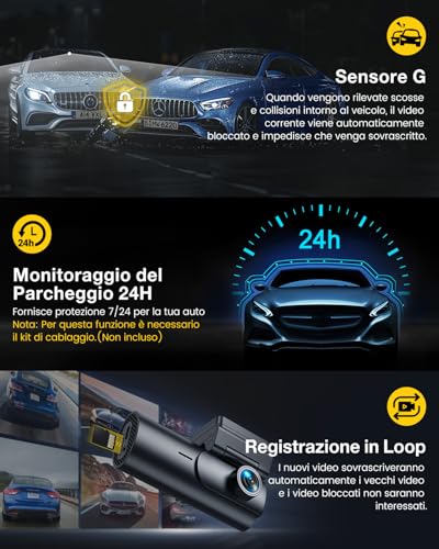 GKU 4K Dash Cam Auto, 5GHz WiFi e GPS, Doppia Telecamera Auto, Mini Dashcam 6 GKU 4K Dash Cam Auto, 5GHz WiFi e GPS, Doppia Telecamera Auto, Mini Dashcam - immagine 6