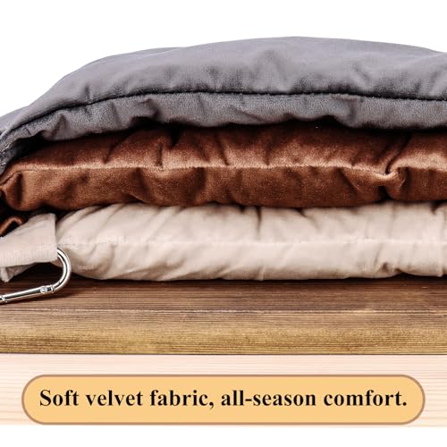 image for JSPYFITS Wooden Cat Wall Hammock, 18.9 x 12.6 Inch Double Layer Cat Fu