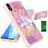jioeuinly for AriVoice A67L Case Compatible for Foxx FoxxD A67L Phone Case Cover [with Tempered Glass Screen Protector][Hard PC + Soft Silicone][Ring Support] [Gold Glitter+Luminous] JSF-DJS
