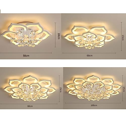 Plafonnier cristal LED de luxe en forme de fleur acrylique à intensité variable - 7