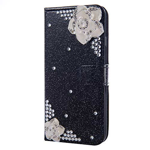 Brilliant Bling Glitter Diamond Compatible with Samsung Note 10 Pro,Love Hearts Leather Stand Function Magnetic Book Purse Wallet Flip Kickstand with Card Slot Holder Protective Cover