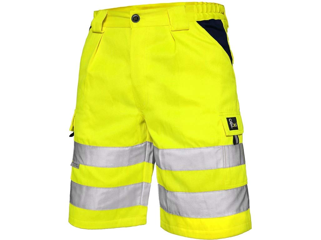 CXS Norwich Pantalones Cortos de Trabajo, Shorts de Alta Visibilidad, Color de señal, Shorts Pantalones de Alta Visibilidad, con Rayas Reflectantes, EN ISO 20471, 280 g/m2