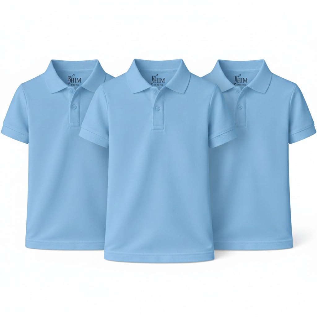 KHIM Unisex Polo Short Sleeve Polycotton Boys Girls School Uniform Plain Half Sleeve Shirts Sports Wear Indoor Outdoor — view 18