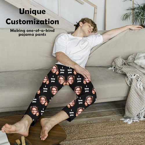 Custom Face Pj Pants for Men Women,Personalized Unisex Photo Sleepwear Pajama Bottom Customized Christmas Gifts for Him Her2