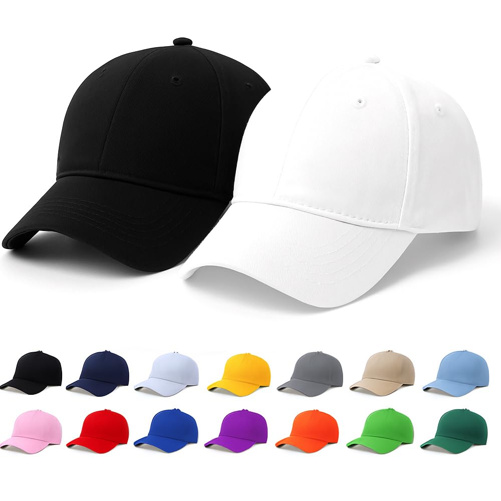 Unisex Cotton Baseball Cap Combo Pack of 2 - Classic Cotton Baseball Hats, Adjustable Fit for Men & Women