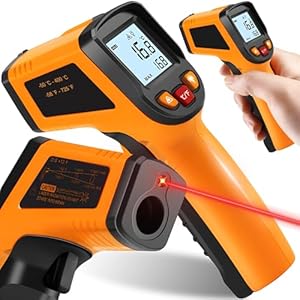 Retoo Infrarood thermometer, temperatuurmeter, digitaal, contactloos, lasertemperatuurpistool, lcd-scherm met achtergrondverlichting, -50 °C ~ 380 °C (-58 ~ 716 °F), temperatuurmeter