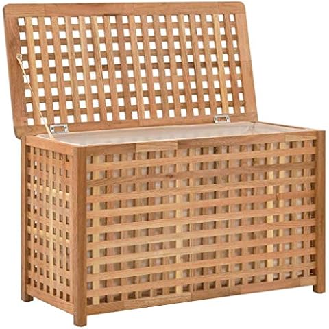 Tidyard Wäschetruhe Wäschebox Wäschekorb Massivholz und Sperrholz Wäschesammler Cover