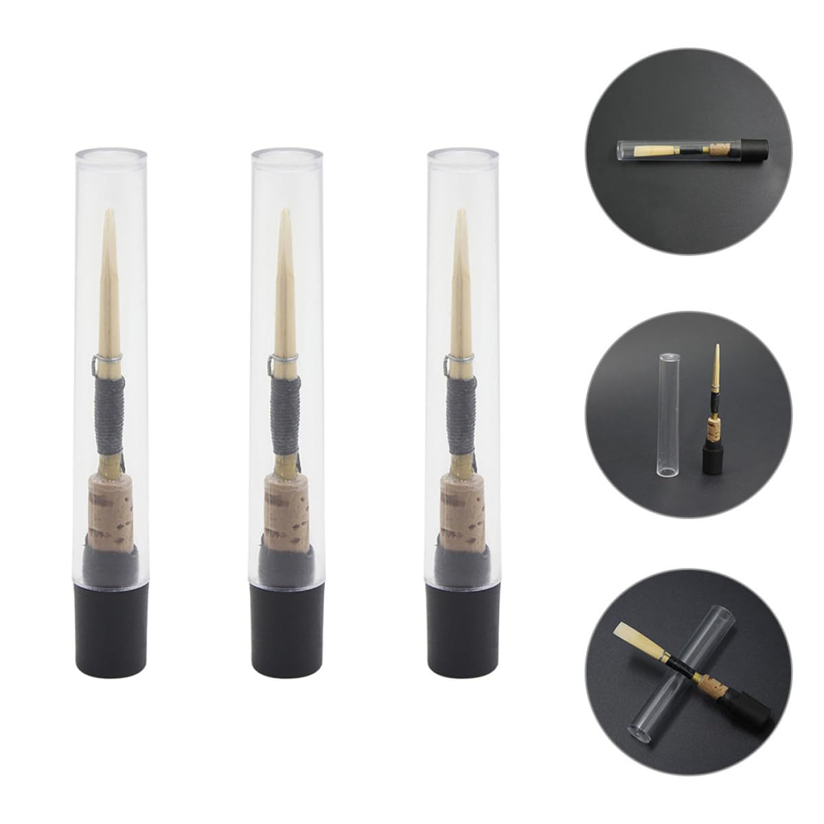 3 Cañas para Oboe Pequeñas de Caña Natural Negra, Accesorio para Instrumento de Viento Funda Protectora, Repuestos para Oboe Ideales para Práctica y Actuaciones