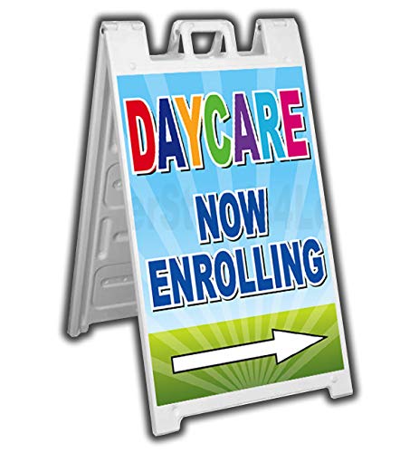 4 Less Co Daycare Now Enrolling Signicade A-Frame Sign Sidewalk Pavement Sign