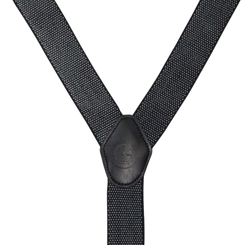 Image of The Tie Hub Pin Dots Black /White Clip On Suspenders For Men