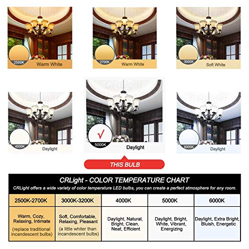 Crlight 5000K 2W Led Candelabra Bulb Daylight White, 25W Equivalent 250Lm, E12 Base Dimmable Led Chandelier Filament Light Bulbs, Antique Style B10 Frosted Glass Candle Torpedo Tip, 10 Pack #TOP4