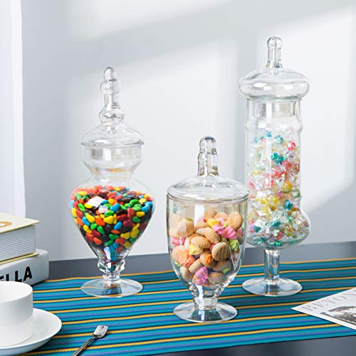 Diamond Star Set of 3 Mercury Glass Apothecary Jars, Decorative Weddings Candy Buffet Display Elegant Storage Jar (H: 9