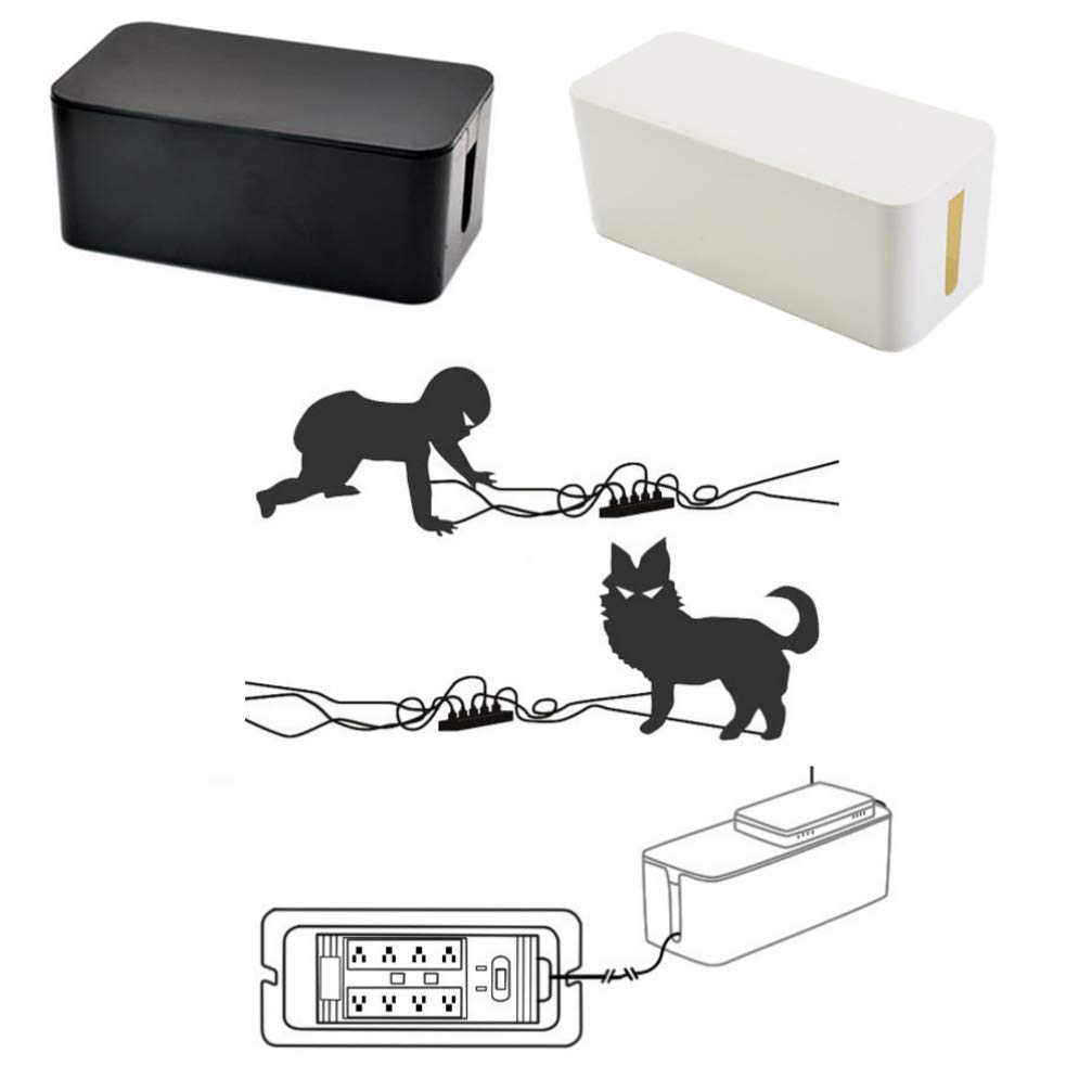 Cabilock Cable Box Cord Organizer Wire Storage Power Strip Organizer Plastic Power Cord Storage Box
