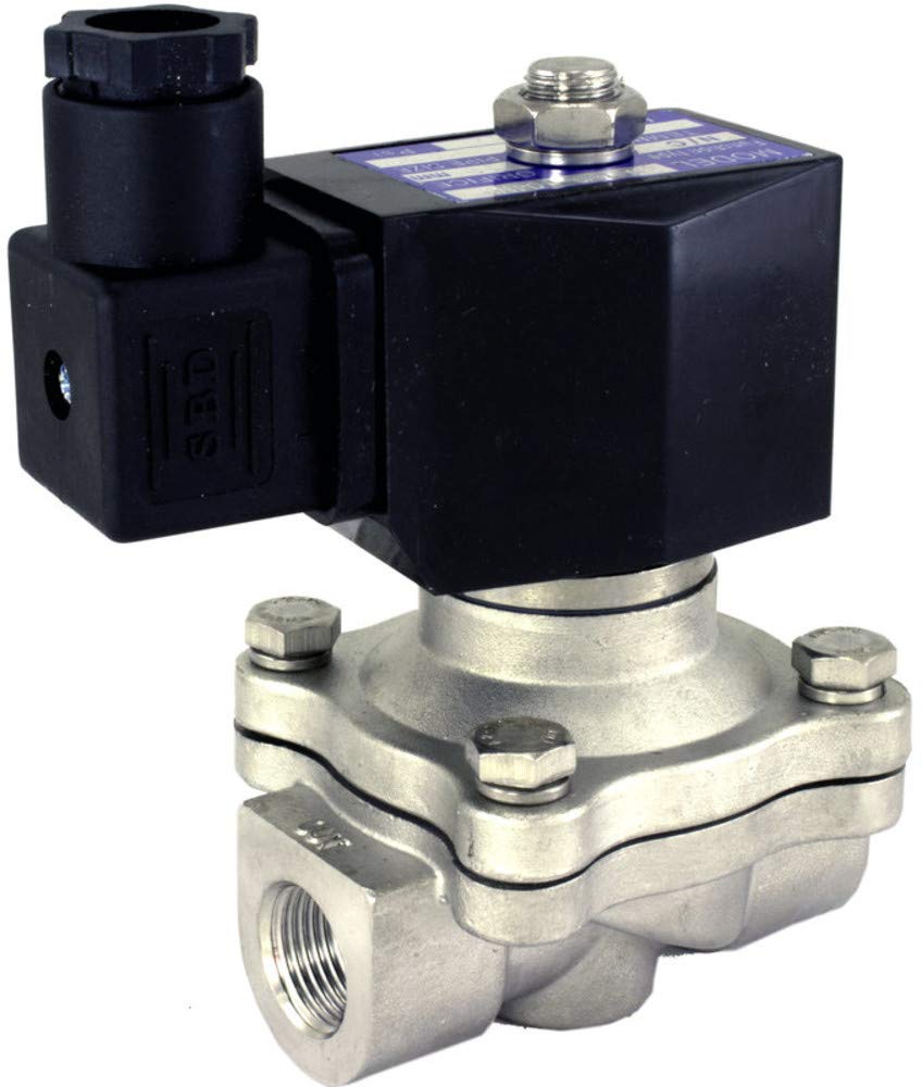 Duda Diesel 2WJ16010N:12v 16 mm 3/8" NPT Normally Closed Stainless Steel Viton 2-Way Solenoid Valve, NPT Female Connector, Stainless Steel