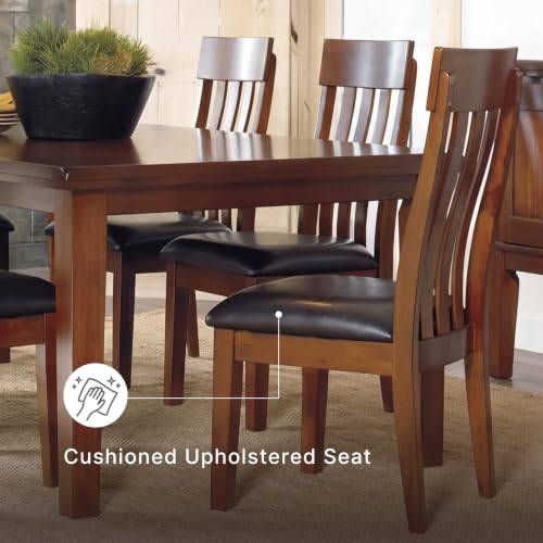 Image of Signature Design by Ashley Berringer Dining Chairs Set of 4, Classic Wood Spindle-Back Design, Cushioned Microfiber Seat, Rustic Finish for Kitchen & Dining Room Chair, Walnut