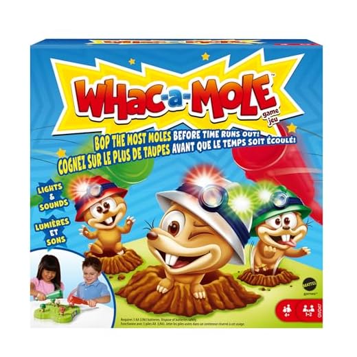Mattel Games Whac-a-mole juego de mesa con luces y sonidos, juego para niños y niñas +4 años (Mattel GVD47)