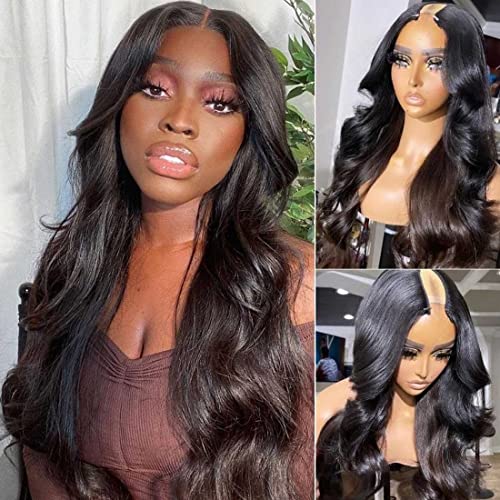 Beauty Forever Body Wave Upart Wigs Glueless Human Hair Wigs for Women,8A Brazilian 4x1 inch Samll Leave Out U Part Huma