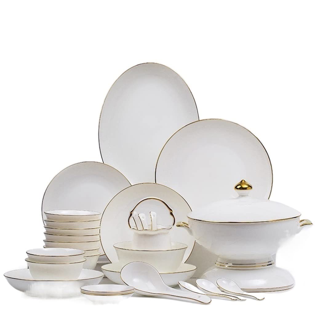 Zestaw naczyń europejskich, porcelana kostna, komplet naczyń kuchennych