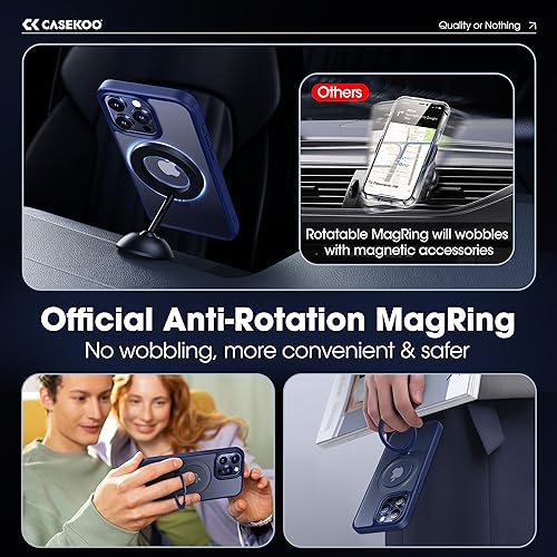 Image of CASEKOO Designed for iPhone 15 Pro Case with Magnetic Invisible Stand [Military Drop Protection] [Compatible with MagSafe] Shockproof Slim Translucent Matte Pro Case 6.1 Inch, Blue