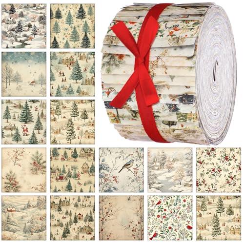 Fanfanwin 40 Stück Vintage Weihnachten Quilting Stoff Gelee Stoff...