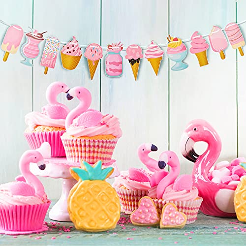 2 Pieces Ice Cream Banner Banner Ice Cream Theme Party Decoration Party Supplies Signs Streamer Decor For Events Holidays School Summer Pool Beach Kid Happy Birthday Party #TOP3