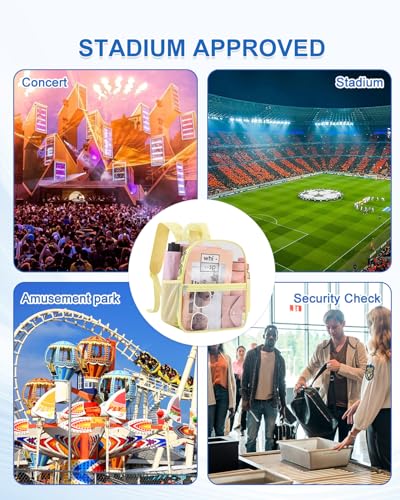 Image of Clear Backpack for Stadium Events, 12x12x6 Small Clear Plastic bag with Reinforced Straps for Game Security Festival Concert