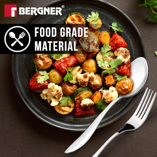 Image of Essential Plus by Bergner Passion 12 Pcs Stainless Steel Cutlery Set for Home & Kitchen - 6 Dinner Spoon and 6 Dinner Fork, Food Grade, Non Toxic, Dishwasher Safe, Cutlery Set for Dining Table - 18cm