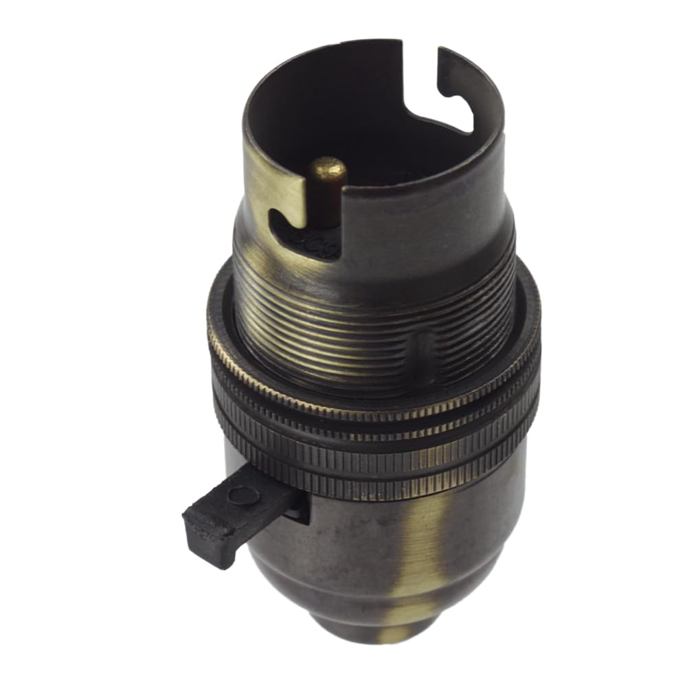 Lamp Holder | BC | B22 | Bayonet Cap Lamp Holder Switched Made in The UK (Antique Brass)