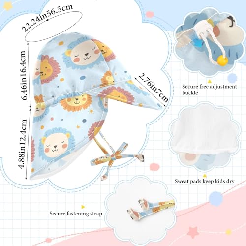 Childish Cute Lines Blue Cartoon Infant Toddler & Kids Beach Hat Boys Beach Caps Baby Girls' UPF 50+ Adjustable Traveling Camping4