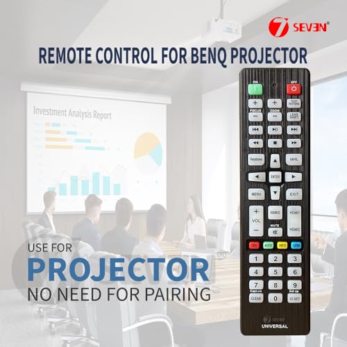 Image of 7SEVEN Compatible for Benq Projector Remote Control for All Models ms524 gv1 d4ca dc4 Full HD mh550 ms506p and Pair Universal Benq Remote in One Step with Projector