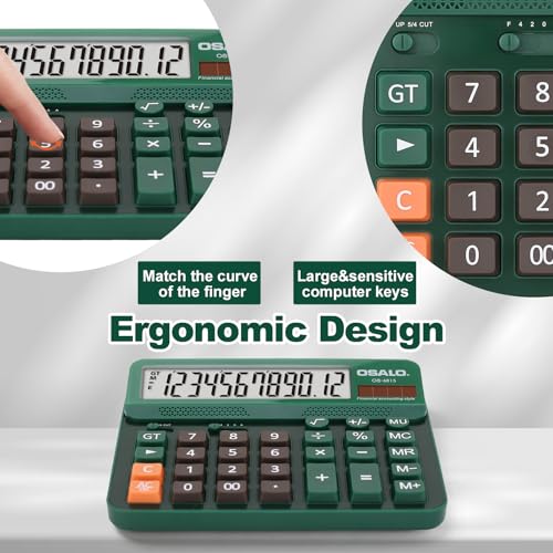 Calculadora de escritorio grande solar con pantalla LCD de 12 dígitos OS-6815 3