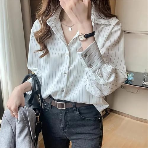 Chemise rayée femmes à manches longues et coupe ample chic