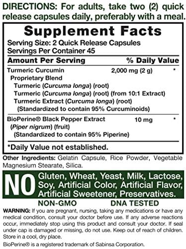 Turmeric Curcumin with Black Pepper | 2000 mg 90 Capsules | Non-GMO, Gluten Free Supplement | by Horbaach