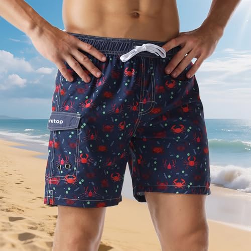 Men's Swimwear Mens Bathing Suit 7 Inch Inseam Crab Swim Trunks