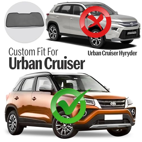 Image of Autofact Dicky Curtain for Toyota Urban Cruiser | Custom Fit Rear Windshield Sunshade | Foldable Mesh | Privacy & Cooling Car Accessory | Car Rear Sun Shade UV Block Easy Install Durable Black Mesh