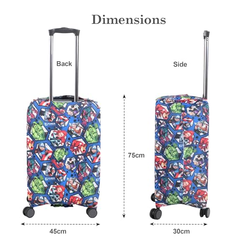 Image of Heart Home 26-30 Inch Polyester Large Size Suitcase Cover | Dustproof and Machine Washable Luggage /Trolley Bag Cover Protector | Avengers Print - Blue
