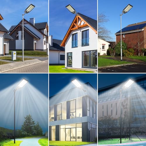 Solar Lights Outdoor 6500W, Commercial Grade Solar Street Lights Outdoor 480000 Lumens, Solar Parking Lot Lights, Dusk to Dawn Solar Security Flood Light Motion Sensor with Remote Control, 2 Pack