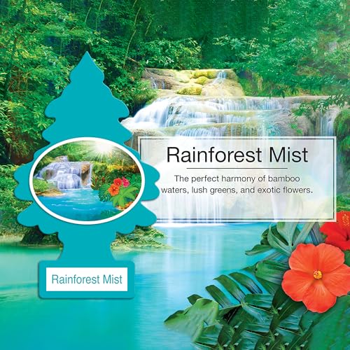 Image of Little Trees Rainforest Mist Air Freshener | Fresh Green & Floral Fragrance | Iconic Tree Hanging Design | For Car, Home, Wardrobe | Imported from USA
