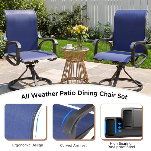 Image of LOUVIXA Patio Swivel Chair Set of 6, All-Weather Patio Swivel Rocking Chair, High Back Patio Dining Chairs for Backyard, Porch, Lawn, Garden(6, Navy Blue)
