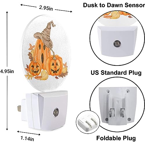 Image of EKOBLA Pumpkin Night Light, Seasonal Face and Fall Leaf Night Lights Plug Into Wall for Adult and Kids Halloween Decor