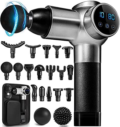 Massage Gun Deep Tissue Massager - Muscle Massage Gun Percussion Massage Gun for Athletes Percussion Massager Gun Deep Tissue Massage Gun Muscle Gun Massager Fascia Gun Deep Muscle Massager Gun Chrome