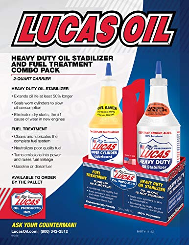 Lucas Oil Combo Pack - Heavy Duty Oil Stabilizer (32 oz.) and Upper Cylinder Lubricant Fuel System Treatment (32 oz.)&hellip;
