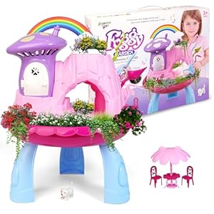 Kids Fairy Garden Kit | Indoor & Outdoor Fairy Toy Gardening Set with House, Mist, Music, Light & Tools | Fairy Garden Kit for Kids to Grow, Play, and Learn | For Girls & Boys of Ages 3 and Up